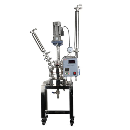 2 L jacketed 316L stainless steel reactor with mechanical stirrer and shell-and-tube condenser for laboratory chemical synthesis StonyLab