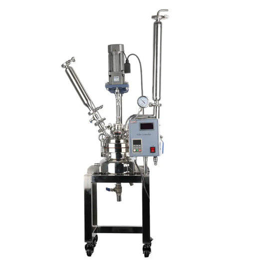 2 L jacketed 316L stainless steel reactor with mechanical stirrer and shell-and-tube condenser for laboratory chemical synthesis StonyLab