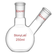 Comprehensive product view and setup components for StonyLab 2-Neck Flat Bottom Flask with 24