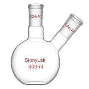 Comprehensive product view and setup components for StonyLab 2-Neck Flat Bottom Flask with 24