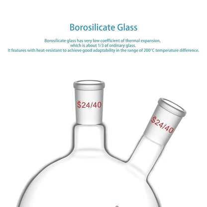 2-Neck Flat Bottom Flask with 24/40 Joint, 50-2000 ml Flasks-Flat Bottom-2 Neck