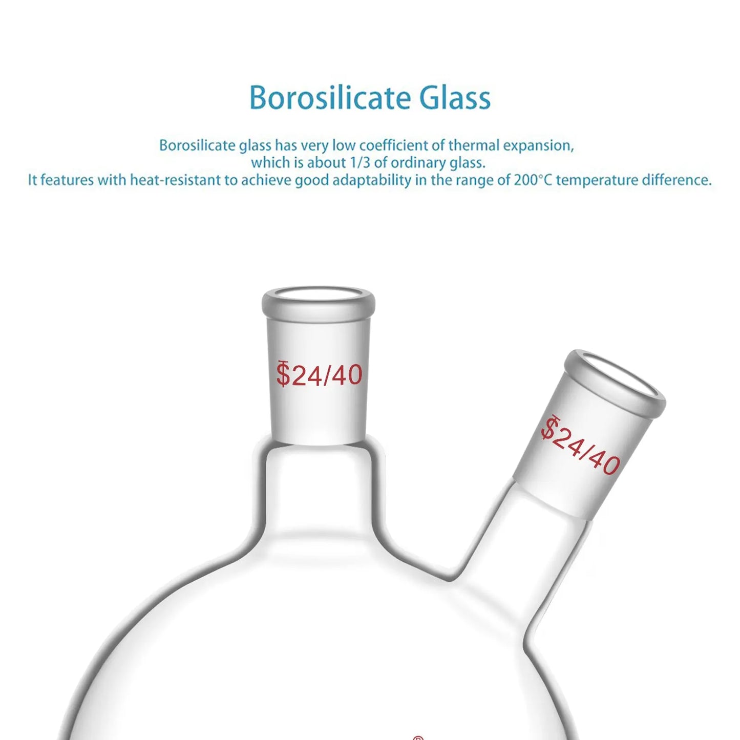 2-Neck Flat Bottom Flask with 24/40 Joint, 50-2000 ml Flasks-Flat Bottom-2 Neck