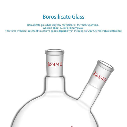 2-Neck Flat Bottom Flask with 24/40 Joint, 50-2000 ml Flasks-Flat Bottom-2 Neck