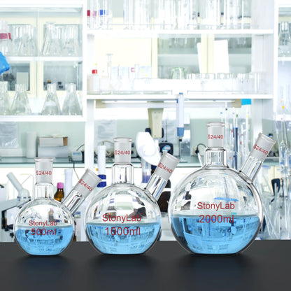 2-Neck Flat Bottom Flask with 24/40 Joint, 50-2000 ml Flasks-Flat Bottom-2 Neck