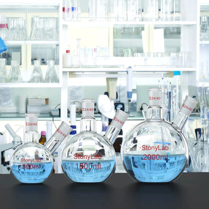 2-Neck Flat Bottom Flask with 24/40 Joint, 50-2000 ml Flasks-Flat Bottom-2 Neck