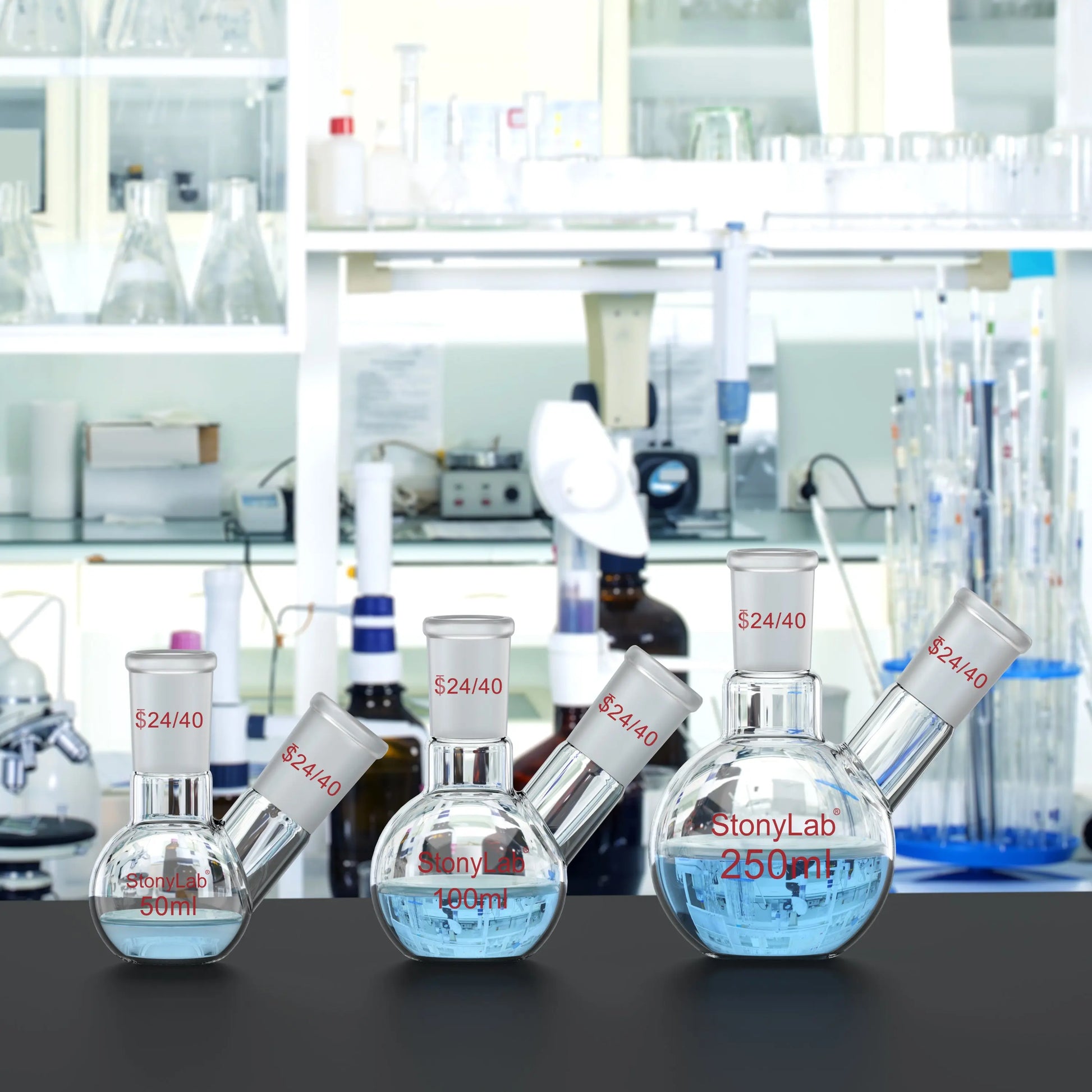 2-Neck Flat Bottom Flask with 24/40 Joint, 50-2000 ml Flasks-Flat Bottom-2 Neck