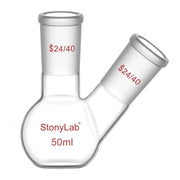 Comprehensive product view and setup components for StonyLab 2-Neck Flat Bottom Flask with 24