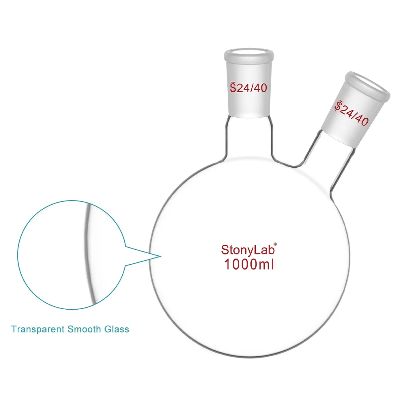 2-Neck Round Bottom Flask with 24/40 Joint, 50-5000 ml Flasks-Round Bottom