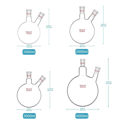 2-Neck Round Bottom Flask with 24/40 Joint, 50-5000 ml Flasks-Round Bottom-2 Neck