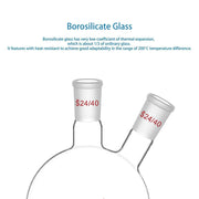 StonyLab 2-Neck Round Bottom Flask with 24 heavy duty chemical processing configuration