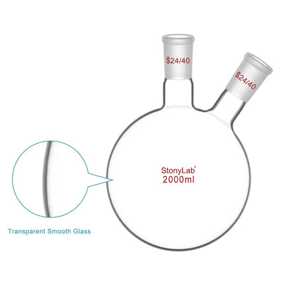 2-Neck Round Bottom Flask with 24/40 Joint, 50-5000 ml Flasks-Round Bottom-2 Neck