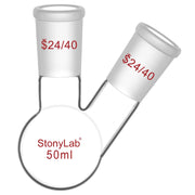 Comprehensive product view and setup components for StonyLab 2-Neck Round Bottom Flask with 24