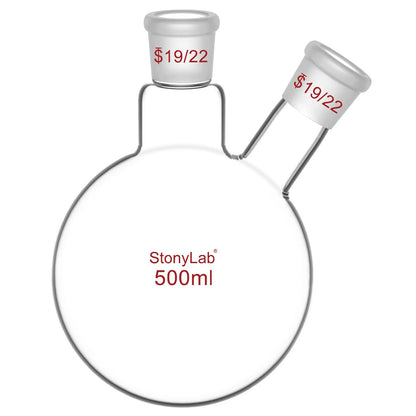 2 Neck Round Bottom Flask, 19/22 Center/Side Joint, 50-500 ml Flasks-Round Bottom