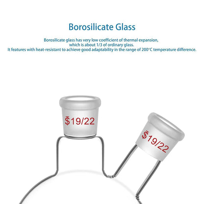 2 Neck Round Bottom Flask, 19/22 Center/Side Joint, 50-500 ml Flasks-Round Bottom