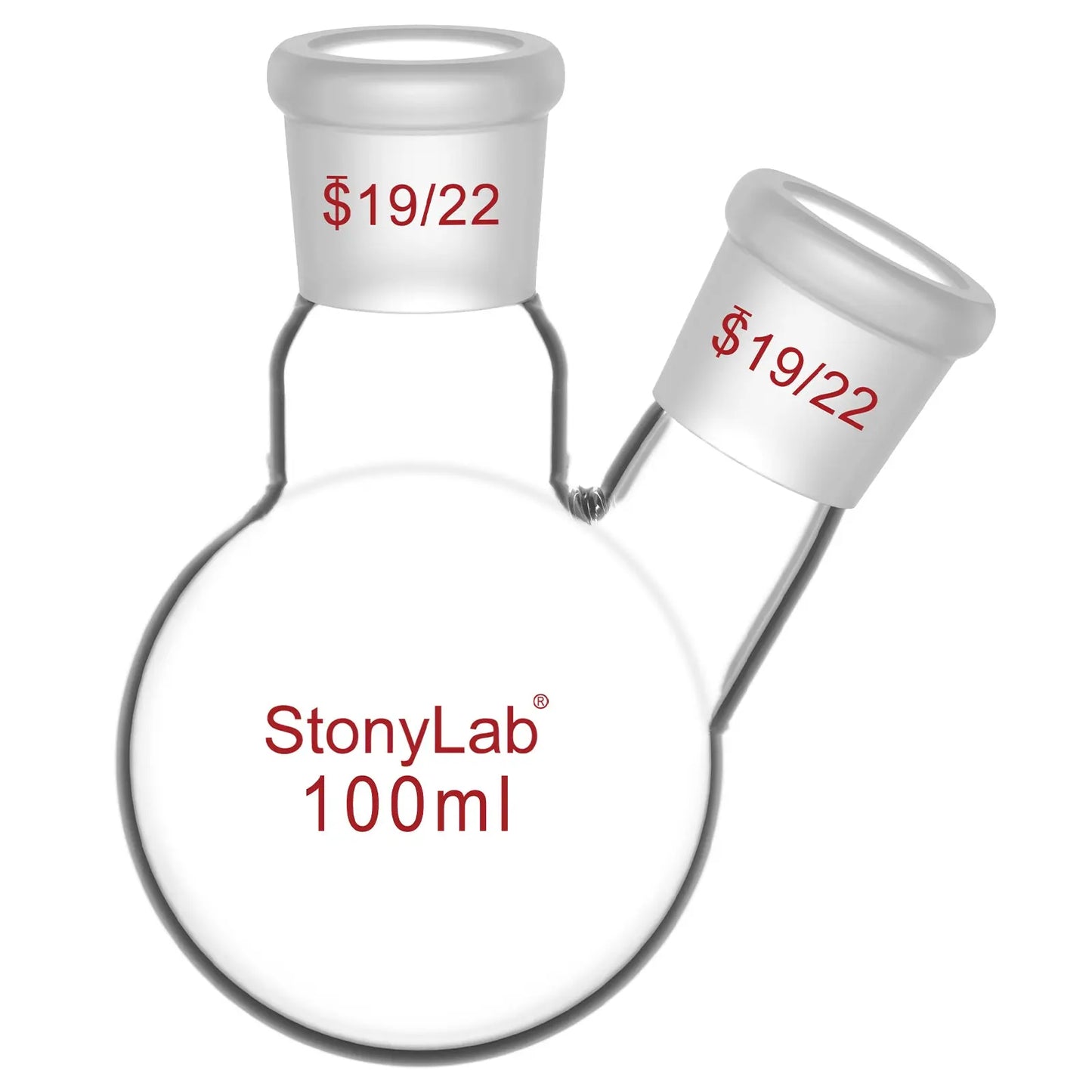 2 Neck Round Bottom Flask, 19/22 Center/Side Joint, 50-500 ml Flasks-Round Bottom