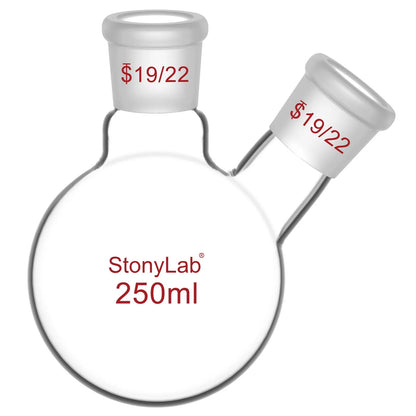2 Neck Round Bottom Flask, 19/22 Center/Side Joint, 50-500 ml Flasks-Round Bottom