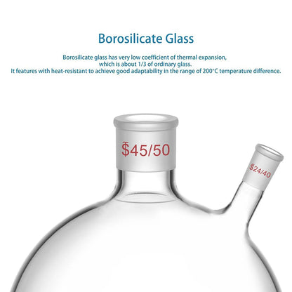 2-Neck Round Bottom Flask, 45/50 Center and 24/40 Side Joints, 5-10 L Flasks-Round Bottom-2 Neck