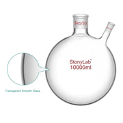 Side view and dimensional layout of the durable StonyLab 2-Neck Round Bottom Flask