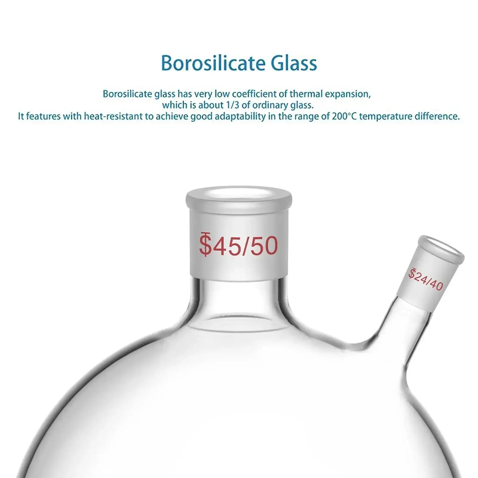 StonyLab 2-Neck Round Bottom Flask heavy duty chemical processing configuration