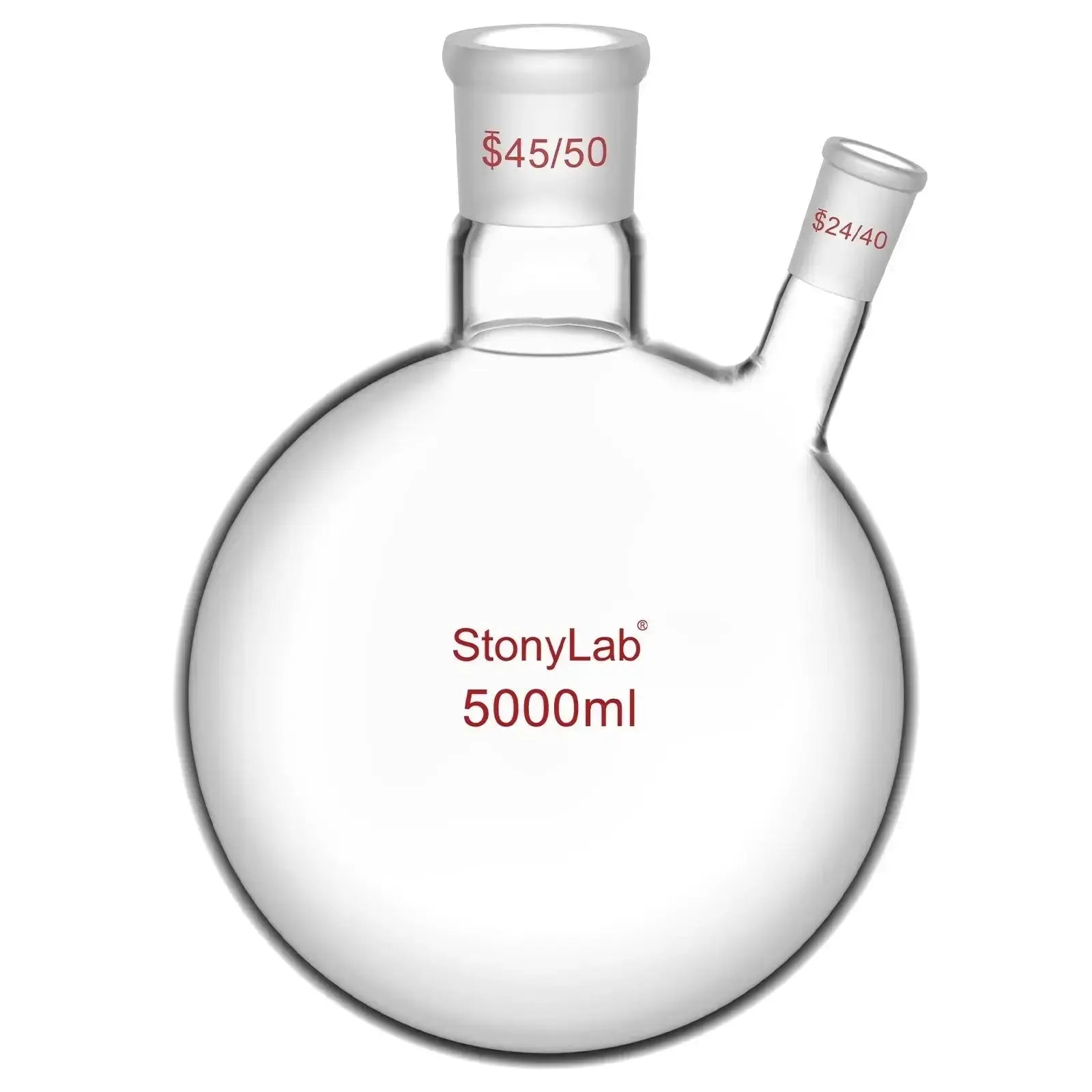 Alternative angle showing underlying build quality of StonyLab 2-Neck Round Bottom Flask