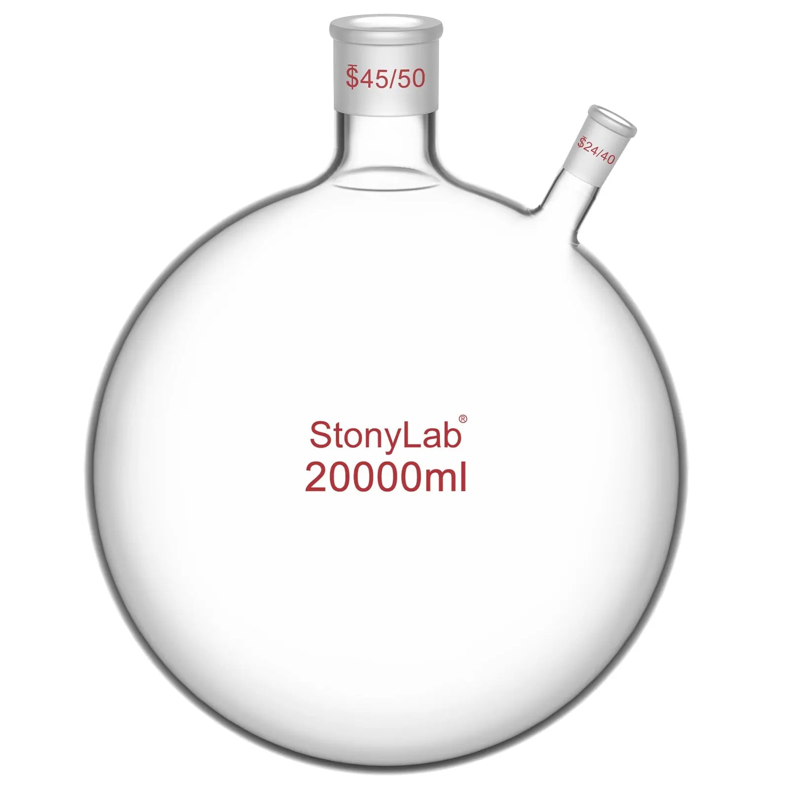 2-Neck Round Bottom Flask, 45/50 Center and 24/40 Side Joints, 5-20 L Flasks-Round Bottom-2 Neck