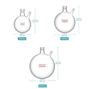 Close-up view showing the precise design and material of StonyLab 2-Neck Round Bottom Flask