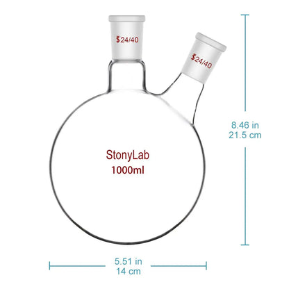 2 Neck Round Bottom Flask, 50-5000 ml Flasks - Round Bottom 1000-ml