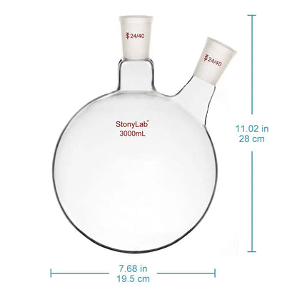 2 Neck Round Bottom Flask, 50-5000 ml Flasks - Round Bottom 3000-ml