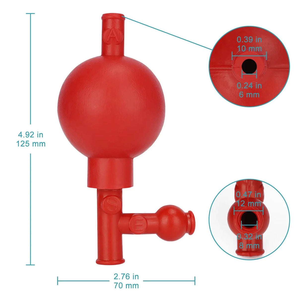 Close-up view showing the precise design and material of StonyLab Rubber Transfer Bulbs