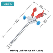 Side view and dimensional layout of the durable StonyLab 2-Prong Dual Adjustable Swivel Clamp