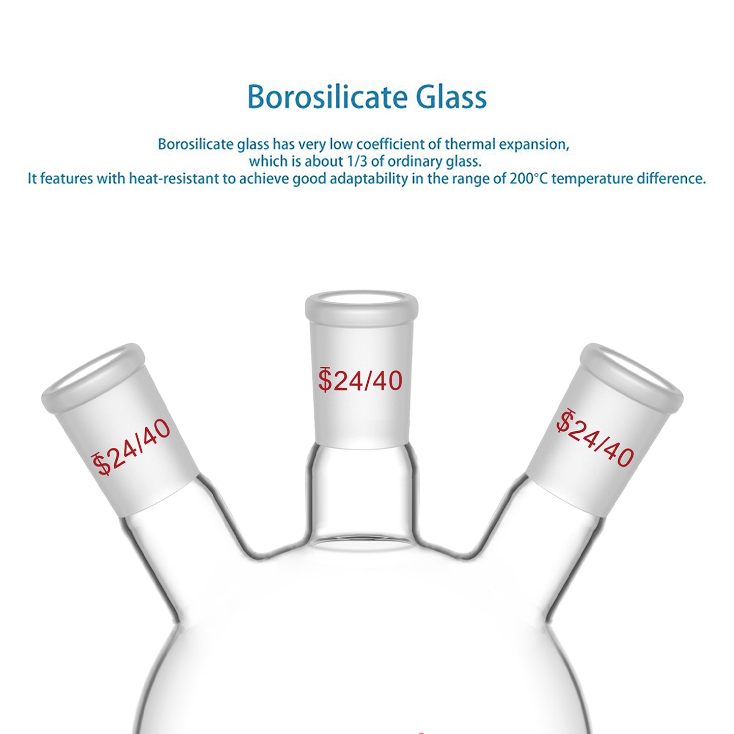 3 Neck Round Bottom Flask, 24/40 Joints, 50-5000 ml