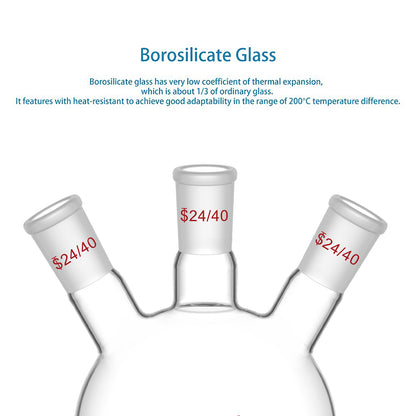 3 Neck Round Bottom Flask, 24/40 Joints, 50-5000 ml