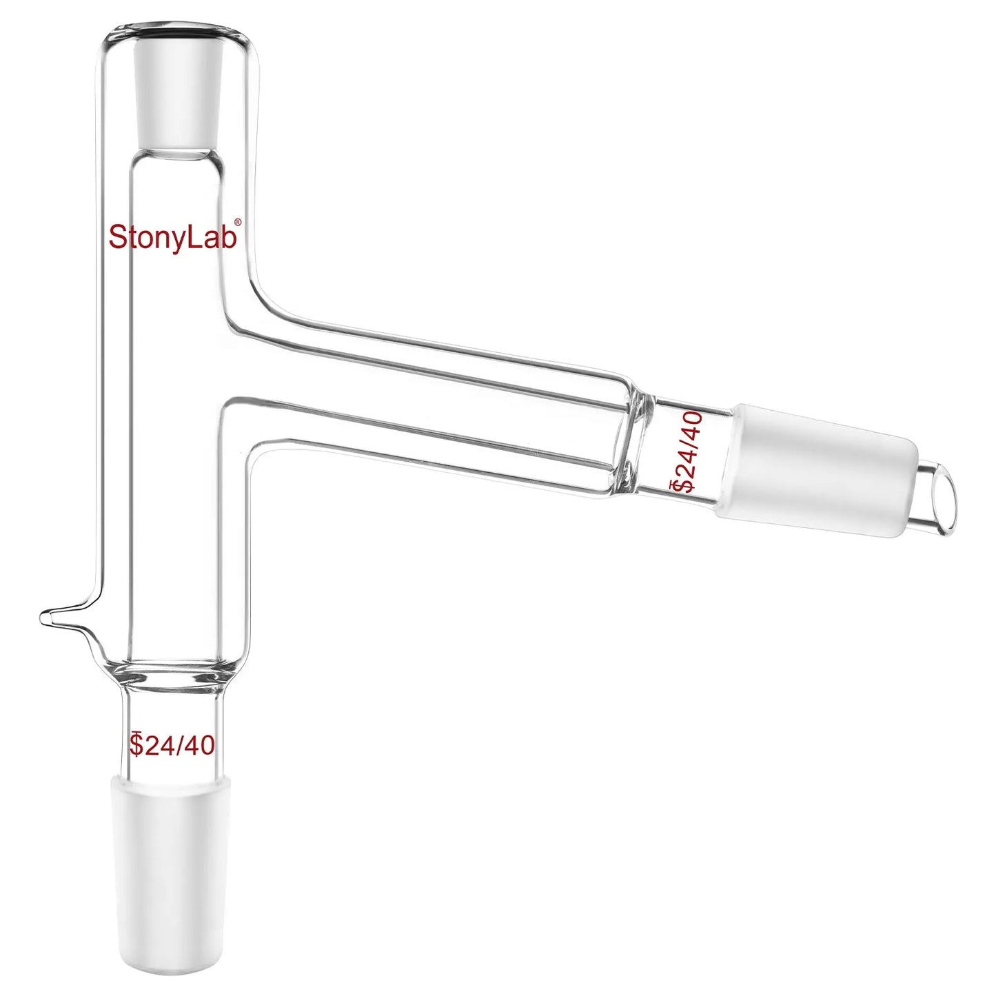 75 Degree Distillation Head with Vacuum Jacket, 24/40 Lower and Side Ports, 14/20 Upper Port Adapters-Distilling