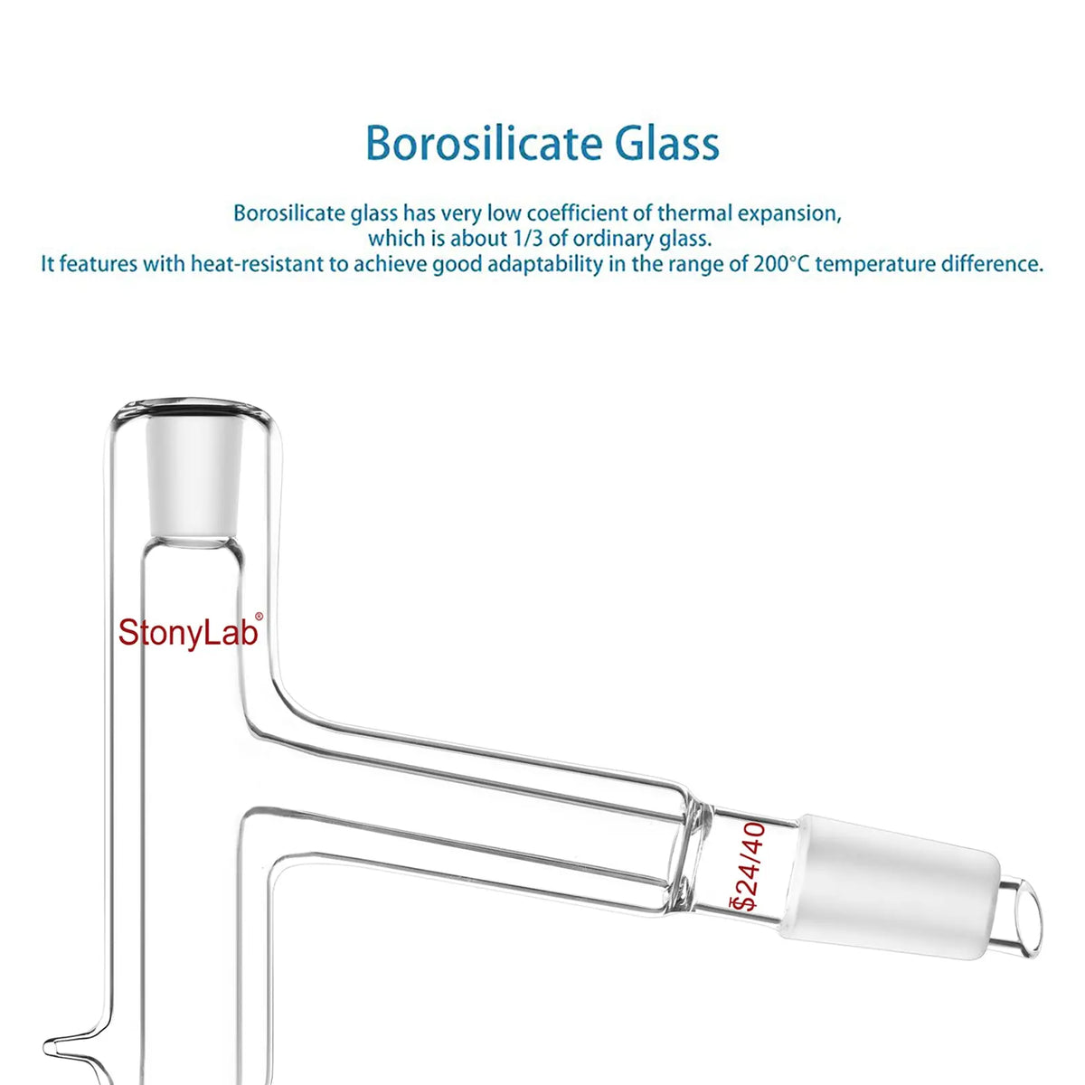 StonyLab 75 Degree Distillation Head with Vacuum Jacket heavy duty chemical processing configuration