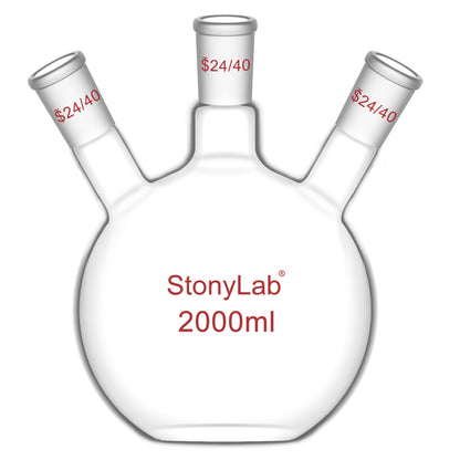 3-Neck Flat Bottom Flask, 24/40 Joint, 50-2000 ml