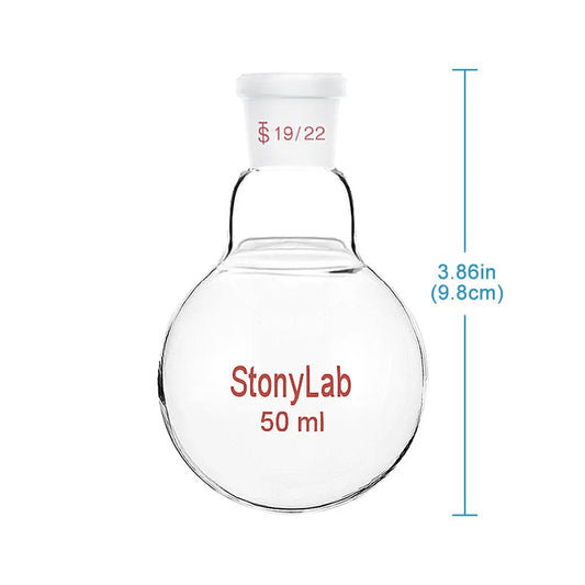 Single Neck Round Bottom Flask, 19/22 Joint, 50-500 ml - StonyLab Flasks - Round Bottom 