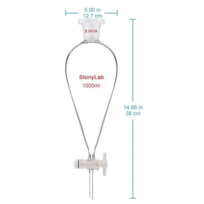 Conical Separatory Funnel, 24/29 Joints and PTFE Stopcock, 60-5000 ml Funnels - Separatory