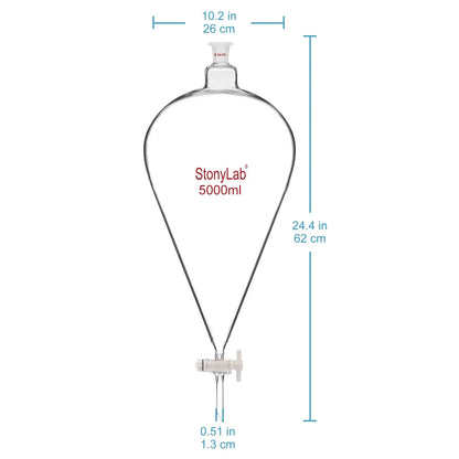 Conical Separatory Funnel, 24/29 Joints and PTFE Stopcock, 60-5000 ml Funnels - Separatory