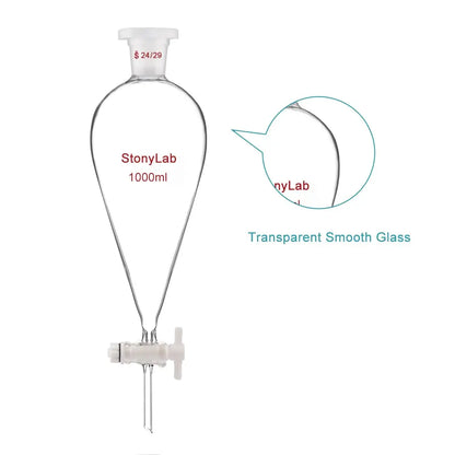 Conical Separatory Funnel, 24/29 Joints and PTFE Stopcock, 60-5000 ml Funnels - Separatory