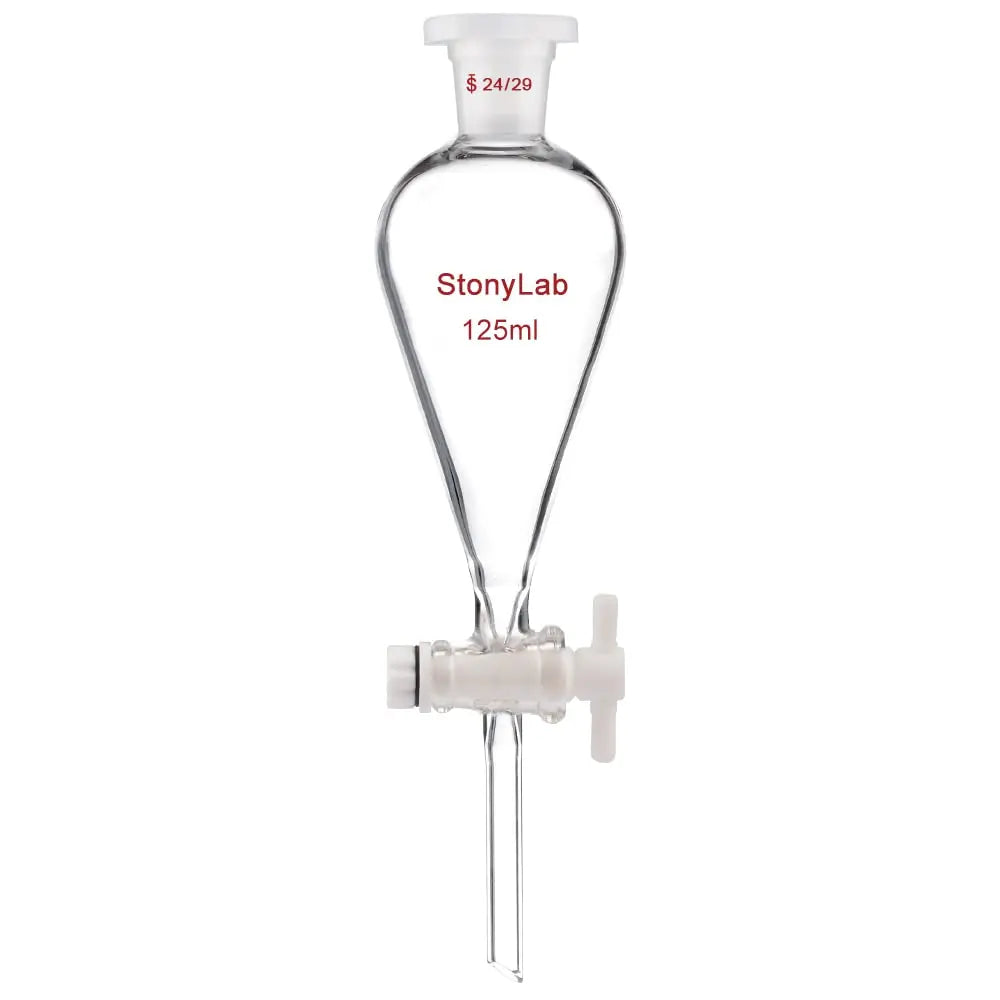 Conical Separatory Funnel, 24/29 Joints and PTFE Stopcock, 60-5000 ml - StonyLab Funnels - Separatory 125-ml