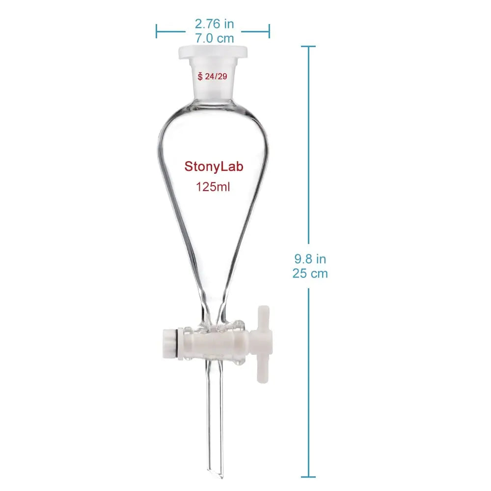 Conical Separatory Funnel, 24/29 Joints and PTFE Stopcock, 60-5000 ml - StonyLab Funnels - Separatory 