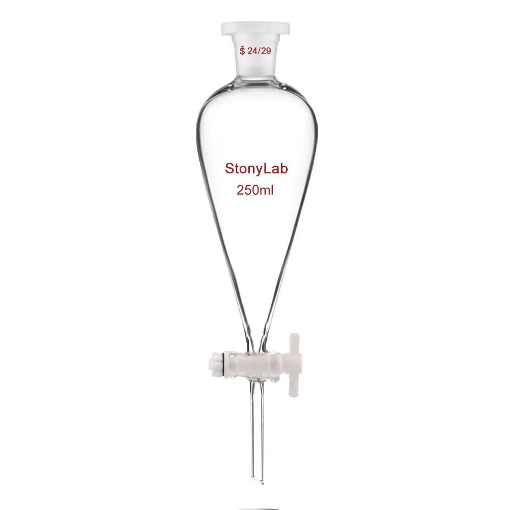 Conical Separatory Funnel, 24/29 Joints and PTFE Stopcock, 60-5000 ml - StonyLab Funnels - Separatory 250-ml