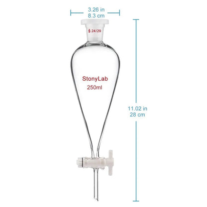 Conical Separatory Funnel, 24/29 Joints and PTFE Stopcock, 60-5000 ml - StonyLab Funnels - Separatory 