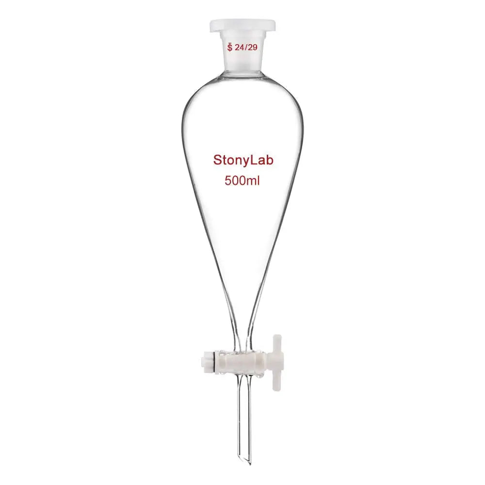 Conical Separatory Funnel, 24/29 Joints and PTFE Stopcock, 60-5000 ml - StonyLab Funnels - Separatory 500-ml