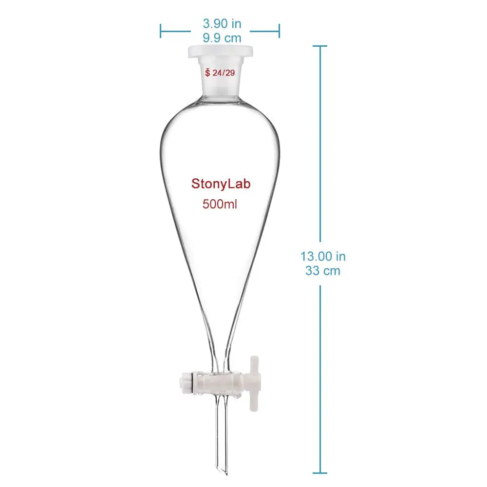 Conical Separatory Funnel, 24/29 Joints and PTFE Stopcock, 60-5000 ml - StonyLab Funnels - Separatory 