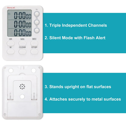 3-channel digital laboratory timer with hour minute second countdown and count up modes for laboratory experiments StonyLab