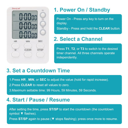 3-channel digital laboratory timer with hour minute second countdown and count up modes for laboratory experiments StonyLab