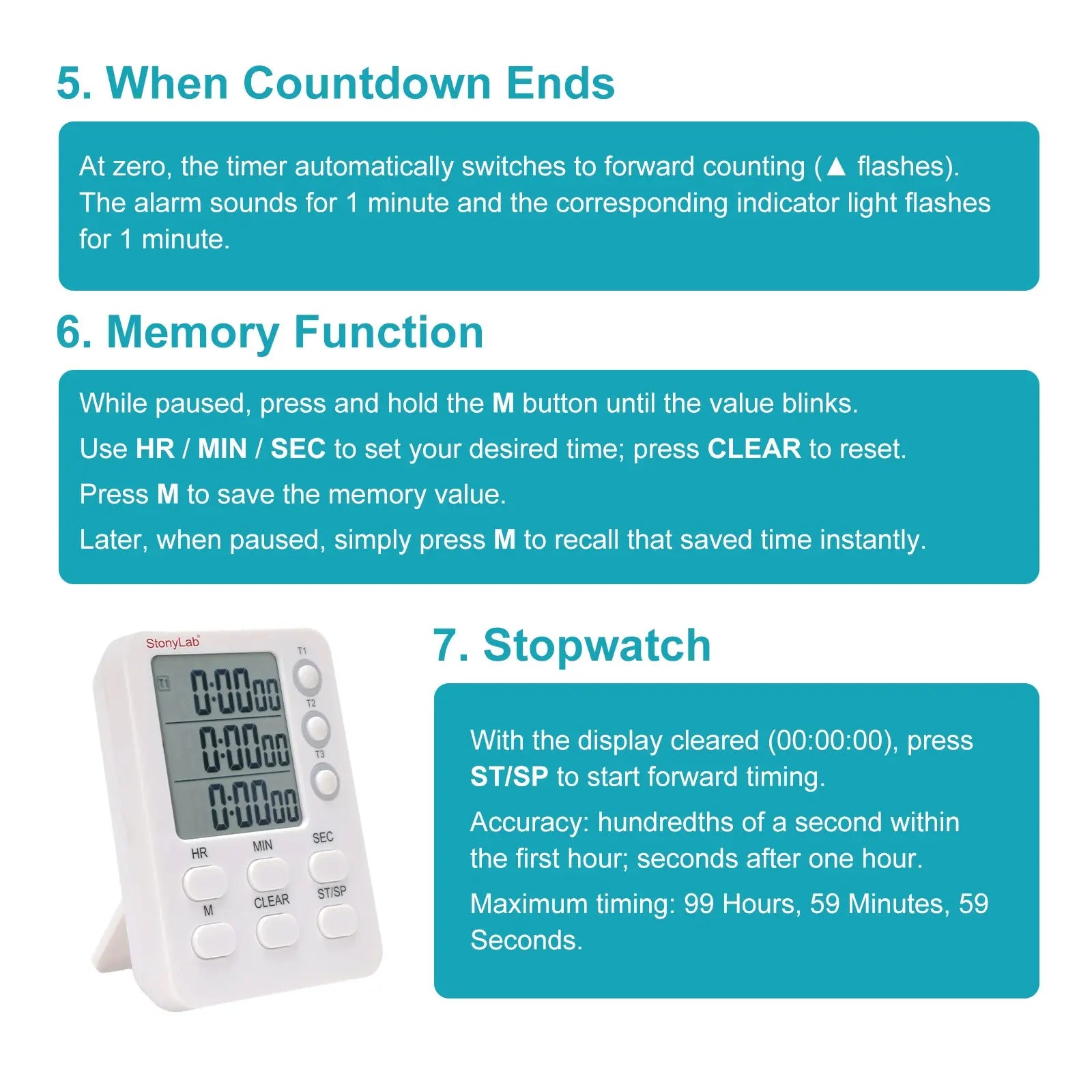 3-channel digital laboratory timer with hour minute second countdown and count up modes for laboratory experiments StonyLab