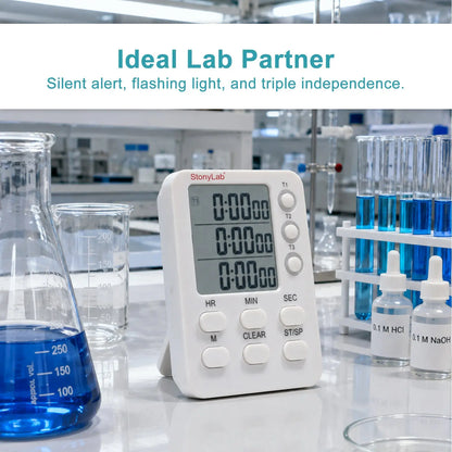 3-channel digital laboratory timer with hour minute second countdown and count up modes for laboratory experiments StonyLab
