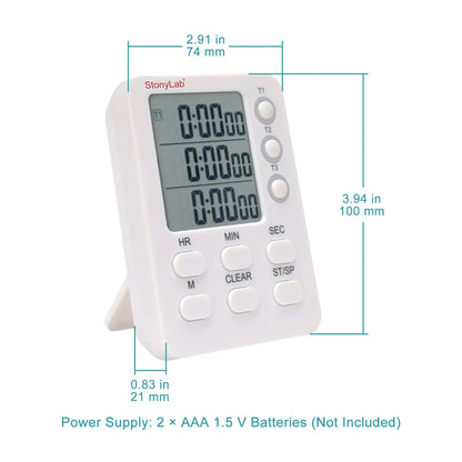 3-channel digital laboratory timer with hour minute second countdown and count up modes for laboratory experiments StonyLab